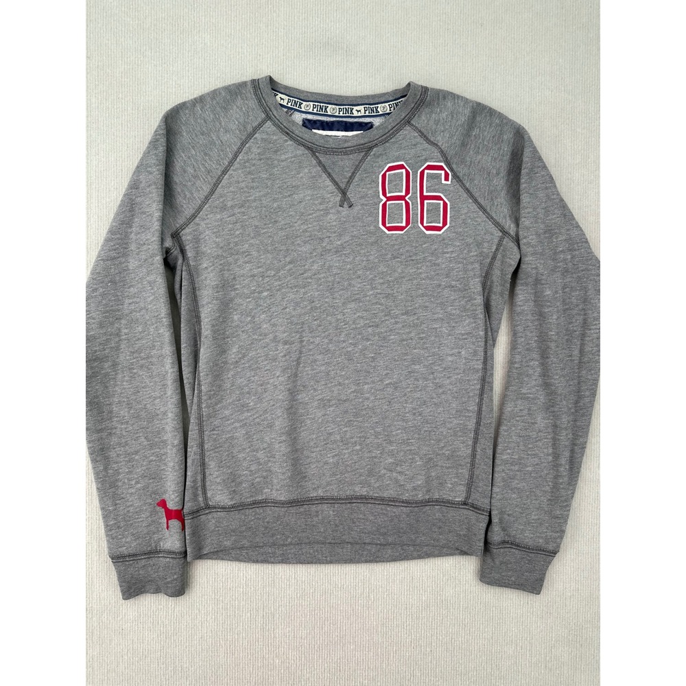 Victoria's Secret PINK Sweatshirt S PINK University 86 Varsity Y2K Spellout 0448